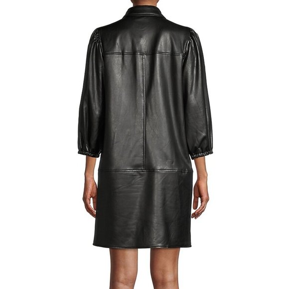 7 For All MANKIND faux leather SHIRT DRESS Sz Large SNAP BUTTONS STUNNING COND. - Picture 2 of 12